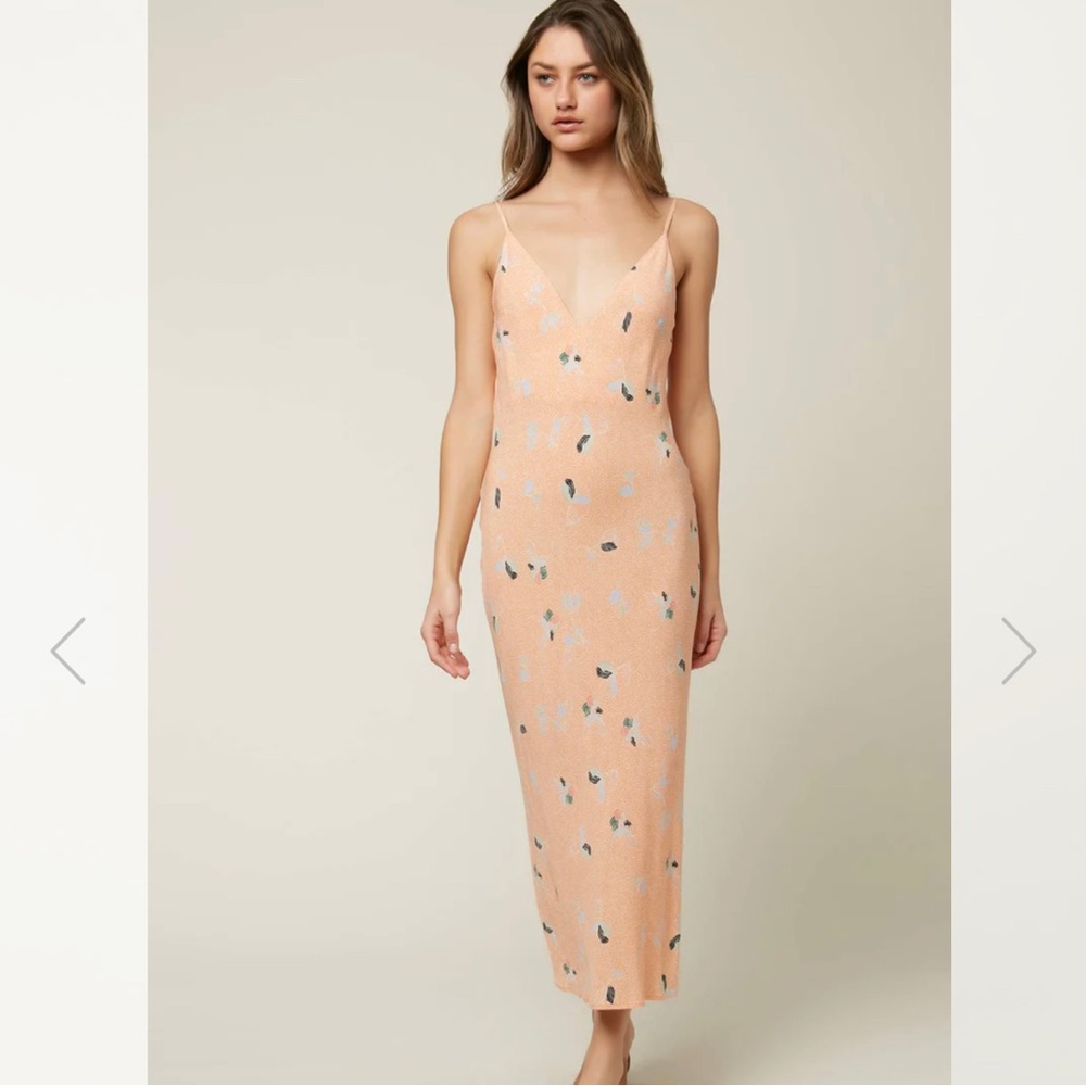 NWT O’Neill Orange Izzy Floral Midi Dress